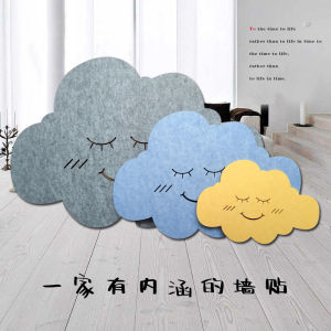 Cute Lamb Cloud Photo Wall Stickers Self Adhesive Nordic Style Felt 3D Creative Decorative Living Room Kindergarten Background Board