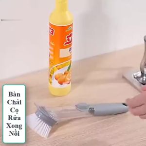 Bàn Chải Cọ Rửa Chén Bát Xoong Nồi Cây Cọ Chà Rửa Nồi Xoong 2in1 Có Chỗ Đựng Nước Rửa Chén