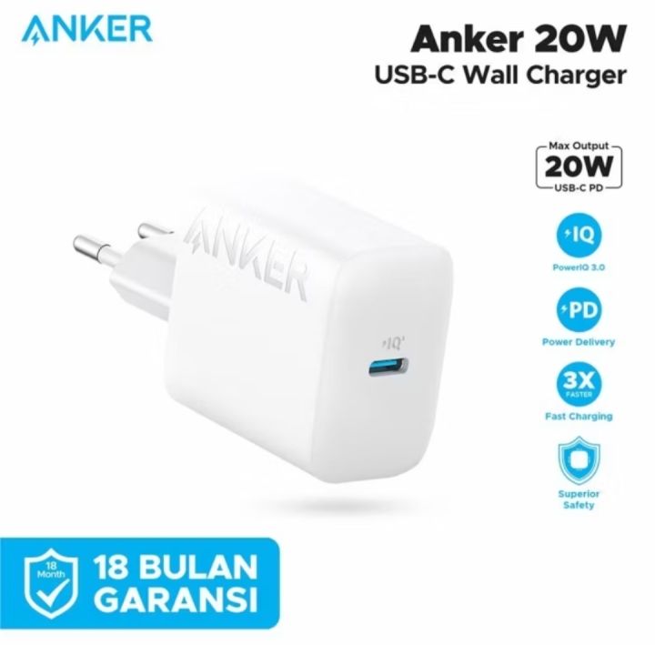 Anker Powerport Batok Charger 20W Fast Charging USB Type C Original 100%