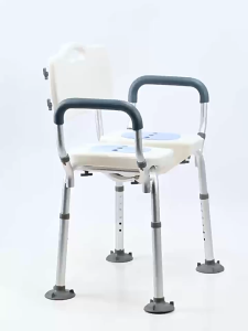 Ketoner เก้าอี้นั่งอาบน้ำ เก้าอี้ผู้สูงอายุ (โครงสร้างอลูมิเนียม ไม่เป็นสนิม) มีที่เสียบฝักบัว ปรับระดับได้ 38-50CM สามารถรับน้ําหนักได้ถึง 150 กก