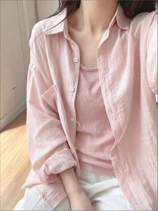 V.C.I | Women Sun Protection Pink Linen Shirt