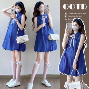Trendy Lace Trim Shirt Collar Maternity Dress