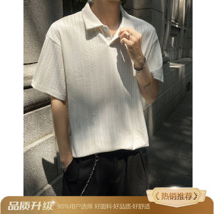 Áo Thun Polo Dệt Kim Tay Ngắn Màu Đen Cho Nam Cổ Polo Kiểu Mỹ Thường Ngày Thoáng Khí Thoải Mái Mùa Hè