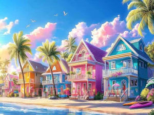 Beach House Seaside Jigsaw Puzzle 500/1000/1200/2000PCS DIY Craft Hobby Relaxing Game Home Decor Gift