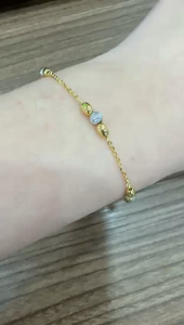 Poh Heng Jewellery 22K Beaded Bracelet in Yellow White Gold [Price By Weight]