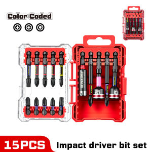 Geinxurn Impact Driver Bit Set with Nut Driver & Double Lock Impact Bit Holder S2 Alloy Steel for DIY