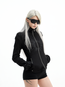 Gods Plan Original Dark Street Style Short Fit Jacket Collared Outerwear Premium Feel Cotton Long Sleeve Zipper Pure Color