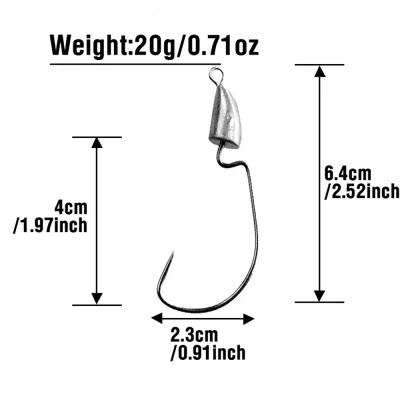 3.5G 5G 7G 10G 14G 20G Offset Worm Hooks Stainless Steel Bullet Jig Head Fishing Hooks Barbed Lead Head Fishhook