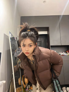 Winter Short down Cotton Jacket Womens Style American Small Size Super Cute Cotton Coat Outerwear Thickened Long Sleeve Zipper