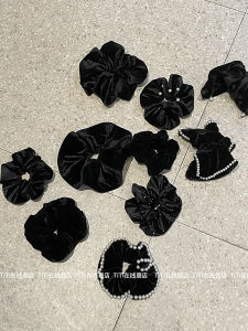 Elegant Black Velvet Hair Ties Set Vintage Korean Style Head Ropes Low Ponytail Elastic Bands Fashionable Hair Accessories