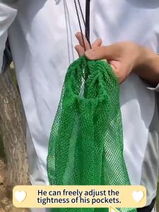 1Pcs Green Nylon Fishing Net Bag Simple Encrypted Mesh Durable Quick-drying Portable Live Fish Bag Fishing Supplies Accessories