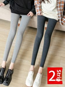 High Waist Cotton Leggings Womens Thin Nine Points Pants Slimming Effect Casual Long Pants Autumn Season Fashion plus Size