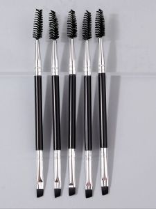 5pcs Black double-headed mascara brush eyebrow brushmascara combcurling makeup refreshportable professional eye makeup brush