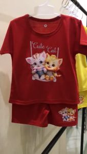 Stelan Kaos Anak Kekinian CUTE CAT Usia 1-8 Thn