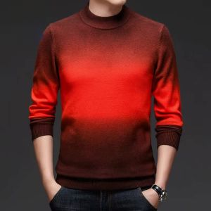 ROMON | Lormen Mens Knitted Sweater Mid-thickened Winter Fashion Casual Loose Fit Long Sleeve High Collar Red Dragon Year New Years Top