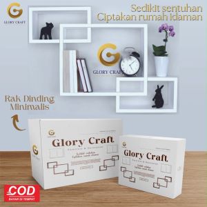 Rak dinding tempel tembok motif kotak hitam putih minimalis serbaguna