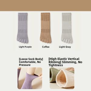 MiiOW | Womens Five-Finger Cotton Socks Anti-Odor Absorbent Long Tube Sports Socks Spring Autumn Style Anti-Slip Fall Winter Season Warmth