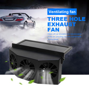 COD [Free Delivery] Air Circulation Fan 3 Heads Portable Deodorization Ventilator Solar Charging Auto Ventilation Fan Multi-angle Adjustable for Vehicle Truck SUV