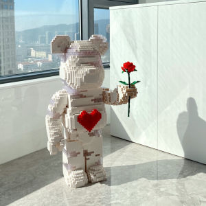 Super Large Violent Bear Assemble Building Blocks Heart Puzzle Educational Toys Adult 3D Girl Boy Huge Model Ornaments