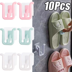 10/5pcs Slipper Rack / Self-adhesive Wall-mounted Slippers Hook / Saving Space Sticky Storage Holder for Bathroom / Flops Organizer Rack Drainage Rack