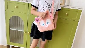 Sanrio Cartoon Plush Shoulder Bag Cinnamoroll Melody Kuromi Pom Pom Purin Strawberry Bear Soft Stuff Handbag Stuffed Crossbody Backpack Girls Children Birthday Gifts
