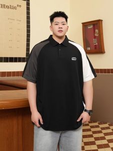 Trendy plus Size Mens Polo Shirt Loose Fit Short Sleeve Turn-down Collar Summer Fashion Casual Wear for Big Men