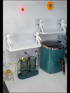 Creative Wall Hanging Humanoid Rack Wall Mounted Bathroom Storage Rack Free Punch Shelf Suction