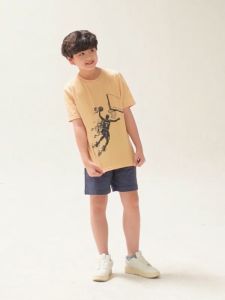 Áo cộc tay bé trai Bigfox Miss Meow mặc hè style Hàn chất cotton size đại hình in cá tính 12131415 40kg 50kg 1917