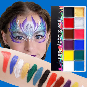 Face Body Painting 12 Warna Cat Wajah dan Badan Make Up Cosplay Halloween Pesta Natal & Tahun Baru Untuk Dewasa Dan Anak-🌹Tamia