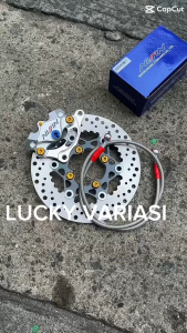 Paket Kaliper 2 Piston & Piringan Disc 220mm & Selang Rem 90cm & Baut Disc & Breket 220mm