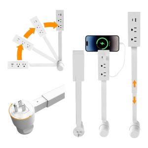Electrical Wall Plug Rotates Electrical Outlet Extender Adjustable Length Power Outlets Extender Power Socket for Night Stand