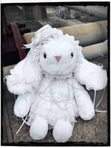 Original Heavy Embroidery Lace Rabbit Doll Bag Crossbody Bag Gift Soft Plush Fabric Lolita Style College Fashion Shoulder Bag