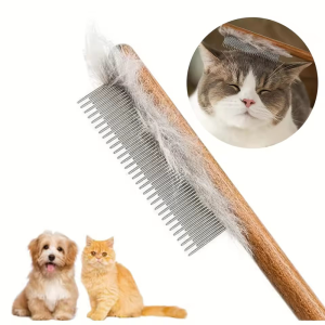 Solid Wood Handle Pet Pin Brush Dog Comb Cat Brush Long Hair Cat Needle Comb Open Knots To Remove Floating Hair Pet Row Comb