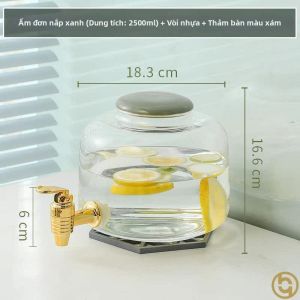 Bình Nước Kính Dung Tích Lớn Có Vòi