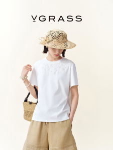 V·grass/V-GRASS | Áo Thun Cổ Tròn Form Rộng Thêu Hạt