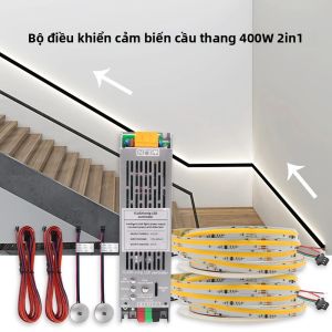 Bộ Điều Khiển Đèn Cầu Thang 2 Trong 1 24V 400W Với Cảm Biến Chuyển Động PIR Dải Đèn COB Hiệu Ứng Nước Chảy Tương Thích Với WS2811 Để Điều Khiển Chiếu Sáng Cầu Thang