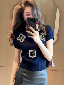 SHUQINGLAI | Embroidered Slim Fit Short Sleeve T-Shirt