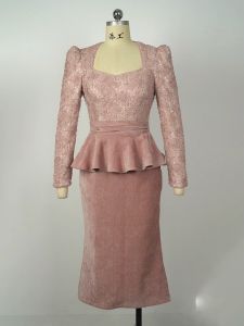 ZYHT EraVogue เดรสผู้หญิง เดรสสีชมพู เดรสคอเหลี่ยม เดรสลูกไม้ เดรสทำงาน เดรสไฮโซ เดรสวินเทจ เดรสออกงาน เดรสปาร์ตี้ ชุดราตรี 45031