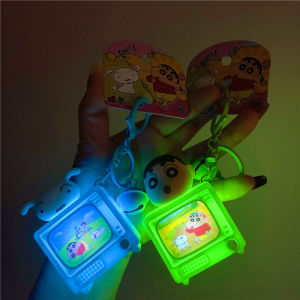 Creative Keychain Cartoon Character TV Show Pendant Fun Luminous Makeup Mirror Bag Decor Couple Best Friend Gifting Idea