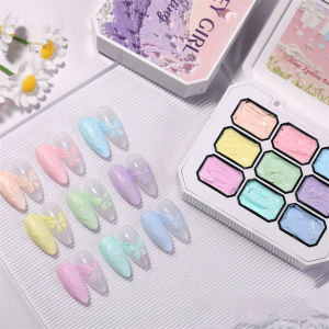 1pc solid color nail polish gel 9-grid color painting gel high saturation thick gradient patting gel nail art creation 3D DIY