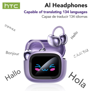 HTC NE32 Bluetooth V6.0 AI Earphones LCD Touch screen OWS Ear Clip Wireless headphones Translator Earbuds Noise Reduction call