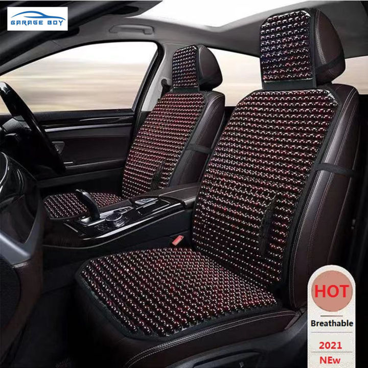Car seat cushion, breathable and cool wooden bead car seat cushion, car  lumbar support wooden bead rolling massage, universal seat cushion for  cars,