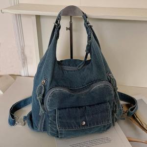 Túi Đeo Chéo Denim Phong Cách Lười Biếng Cao Cấp 2025 Túi Đeo Vai Đơn Đa Năng Cho Học Sinh Túi Tote Bằng Vải Cotton Pha Polyester