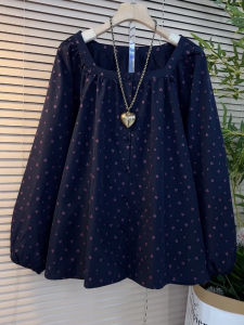 plus Size Womens Loose Top Cover Belly Slimming Fashionable Autumn 2025 New Style Sweet Style Long Sleeve Square Collar