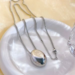 Vòng Cổ Mặt Dây Chuyền Hình Giọt Nước Hình Bầu Dục Lớn Bằng Thép Không Gỉ Dành Cho Nữ Kiểu Dáng Dài Thời Trang Làm Quà Tặng