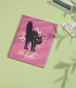 A4 Spiral Lined Notebook with Cute Pet Pattern Cover  7mm Line Space 120 Pages  70gsm Smooth White Paper