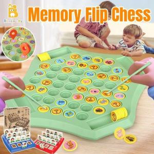 2-4 Player Memory Flip Chess Four People Battle Parent Child Interactive Tabletop Puzzle Flipping Board Gift