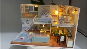 Mô hình đồ chơi DIY Nhà búp bê tình yêu thủ công tự làm lấy bằng gỗ theo phong cách kiến trúc hiện đại Gặp Được Người