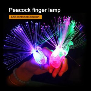 YESPERY 1/5Pcs Peafowl LED Light Finger Ring Flash Lights Party Decor Kids Toys Glow In the Dark