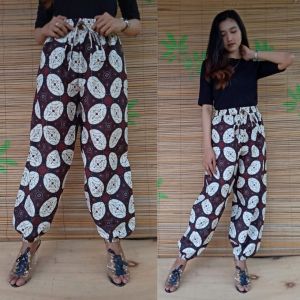 CELANA BATIK PUTIH PRIA WANITA MODEL JOGER